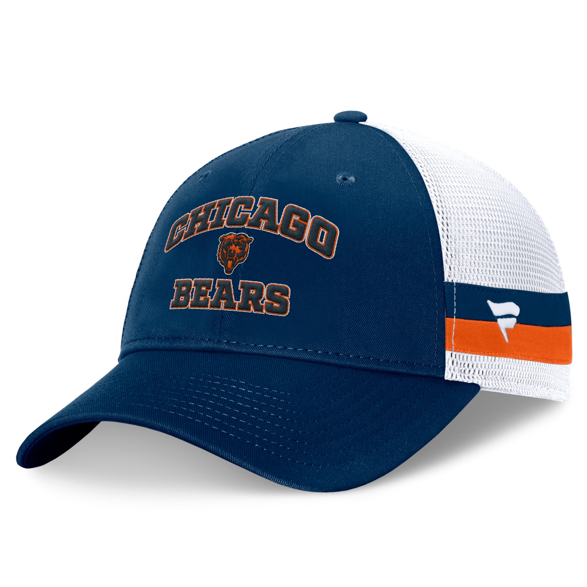 mens fanatics navywhite chicago bears fundamentals side stripe trucker adjustable hat Collection | Bears Jerseys NFL Fan Gear