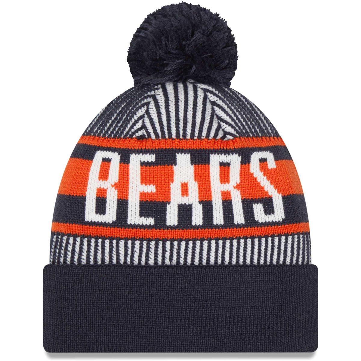 mens new era navy chicago bears striped cuffed knit hat with pom Collection | Bears Jerseys NFL Fan Gear