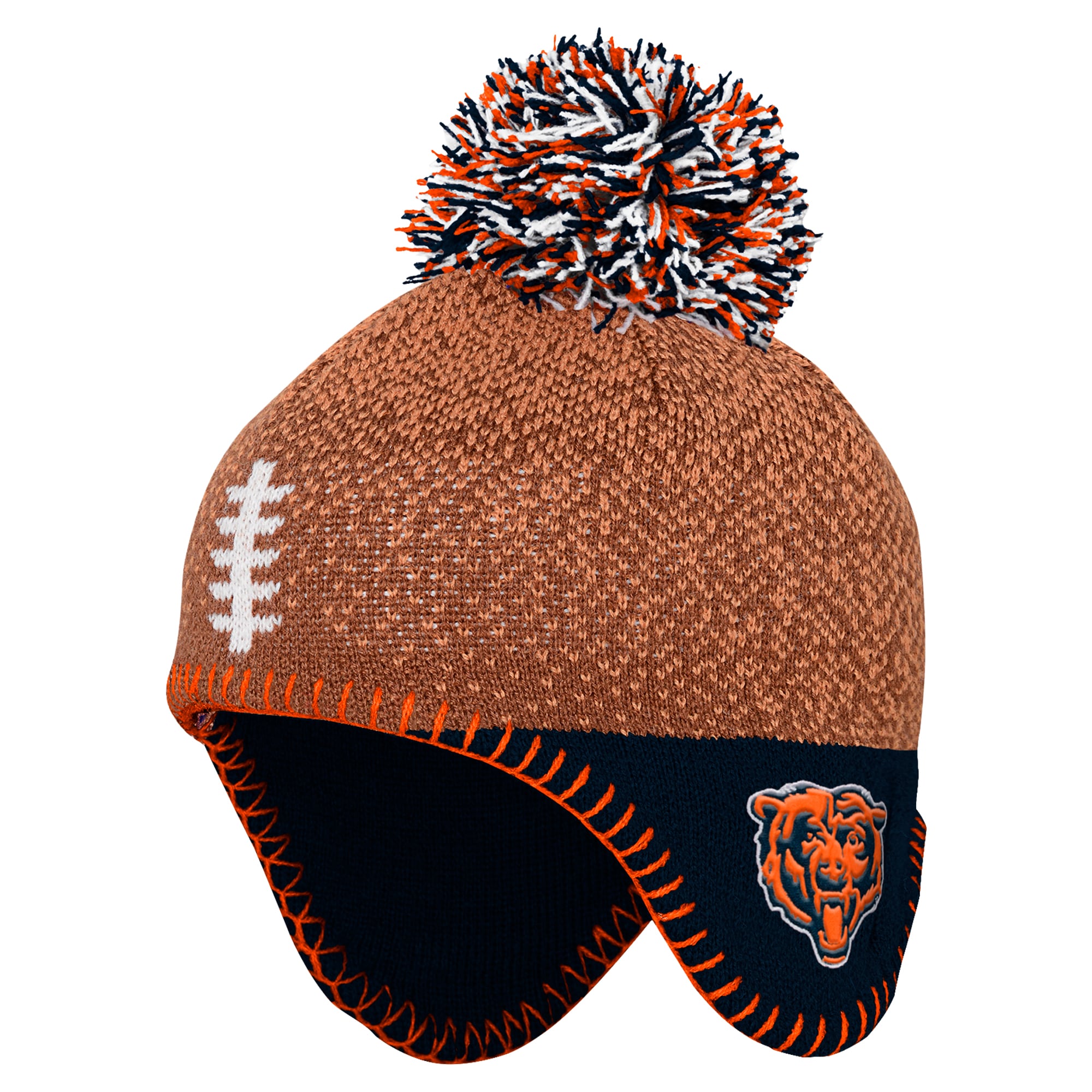 preschool brown chicago bears football head knit hat with pom Collection | Bears Jerseys NFL Fan Gear