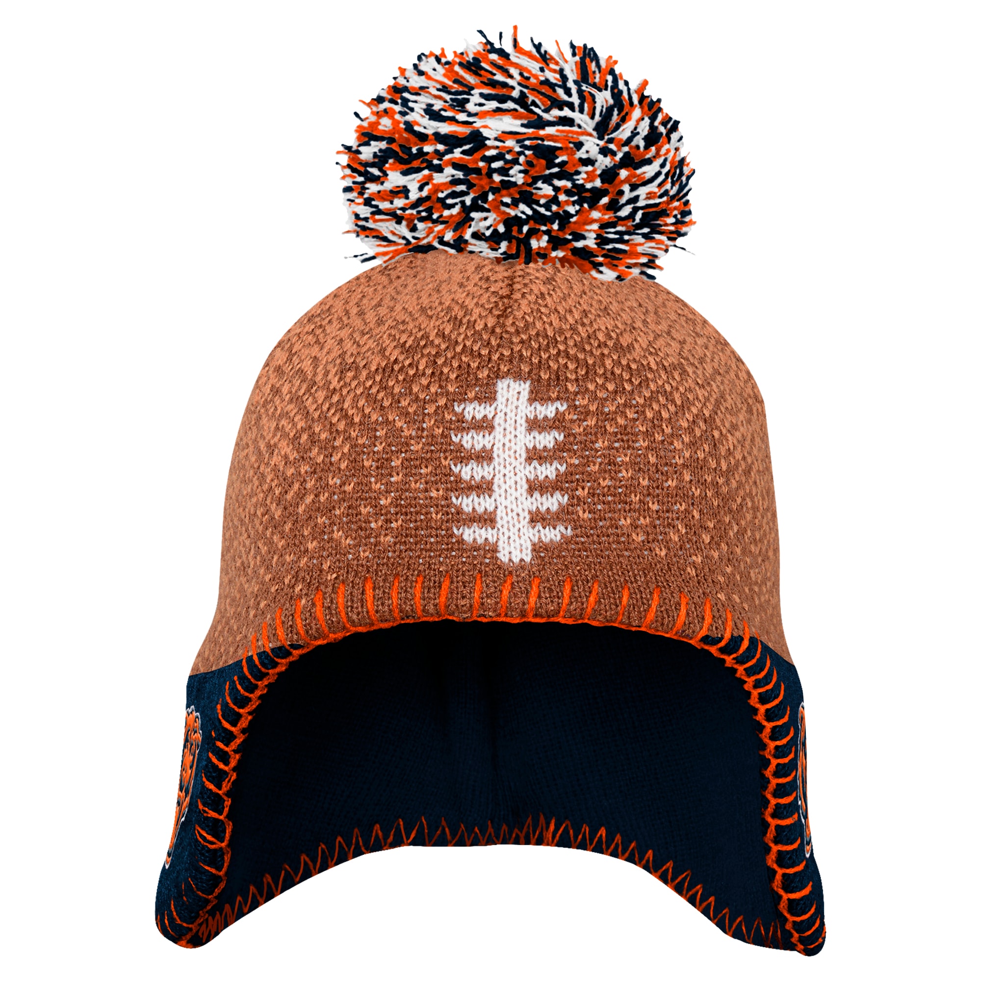 preschool brown chicago bears football head knit hat with pom Collection | Bears Jerseys NFL Fan Gear