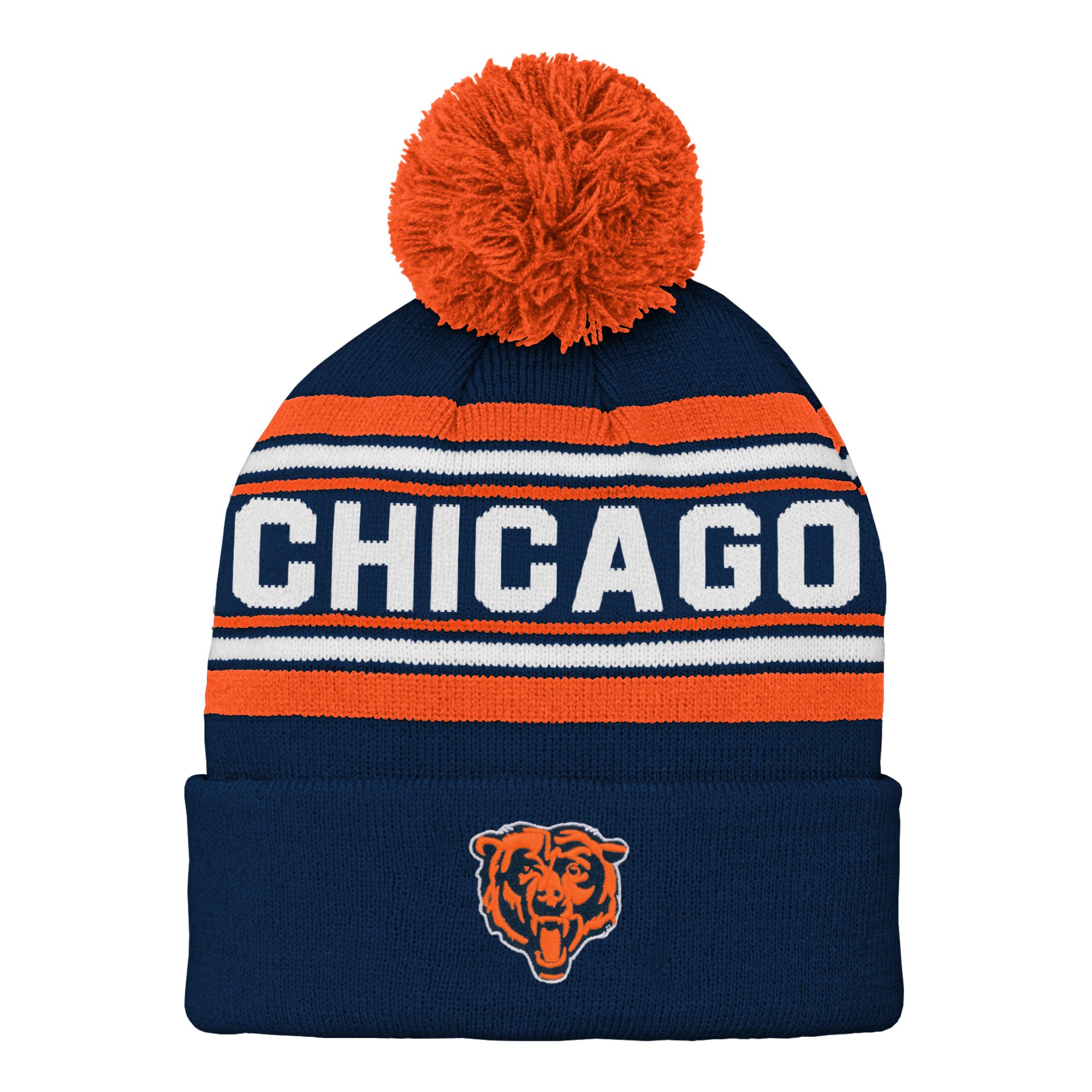 preschool navy chicago bears jacquard cuffed knit hat with pom Collection | Bears Jerseys NFL Fan Gear