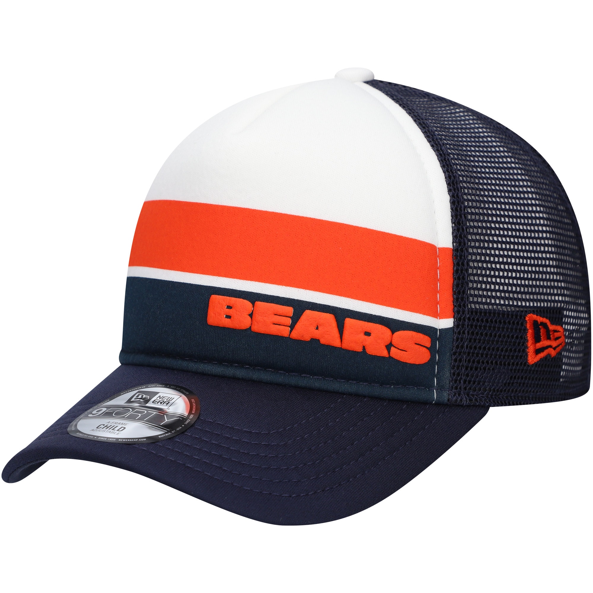 preschool new era navy chicago bears sport night color block 9forty a-frame trucker adjustable hat Collection | Bears Jerseys NFL Fan Gear
