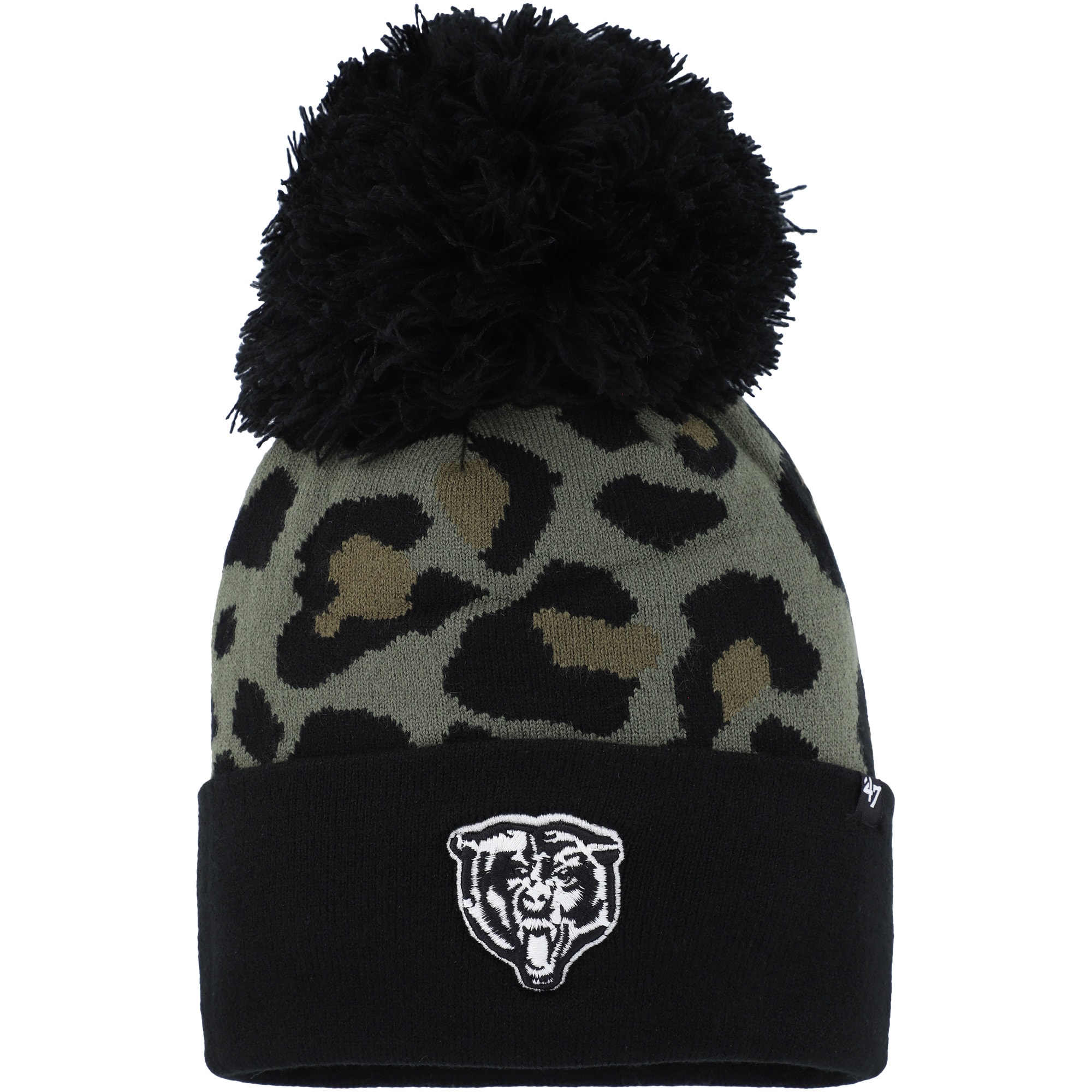 womens 47 greenblack chicago bears bagheera cuffed knit hat with pom Collection | Bears Jerseys NFL Fan Gear