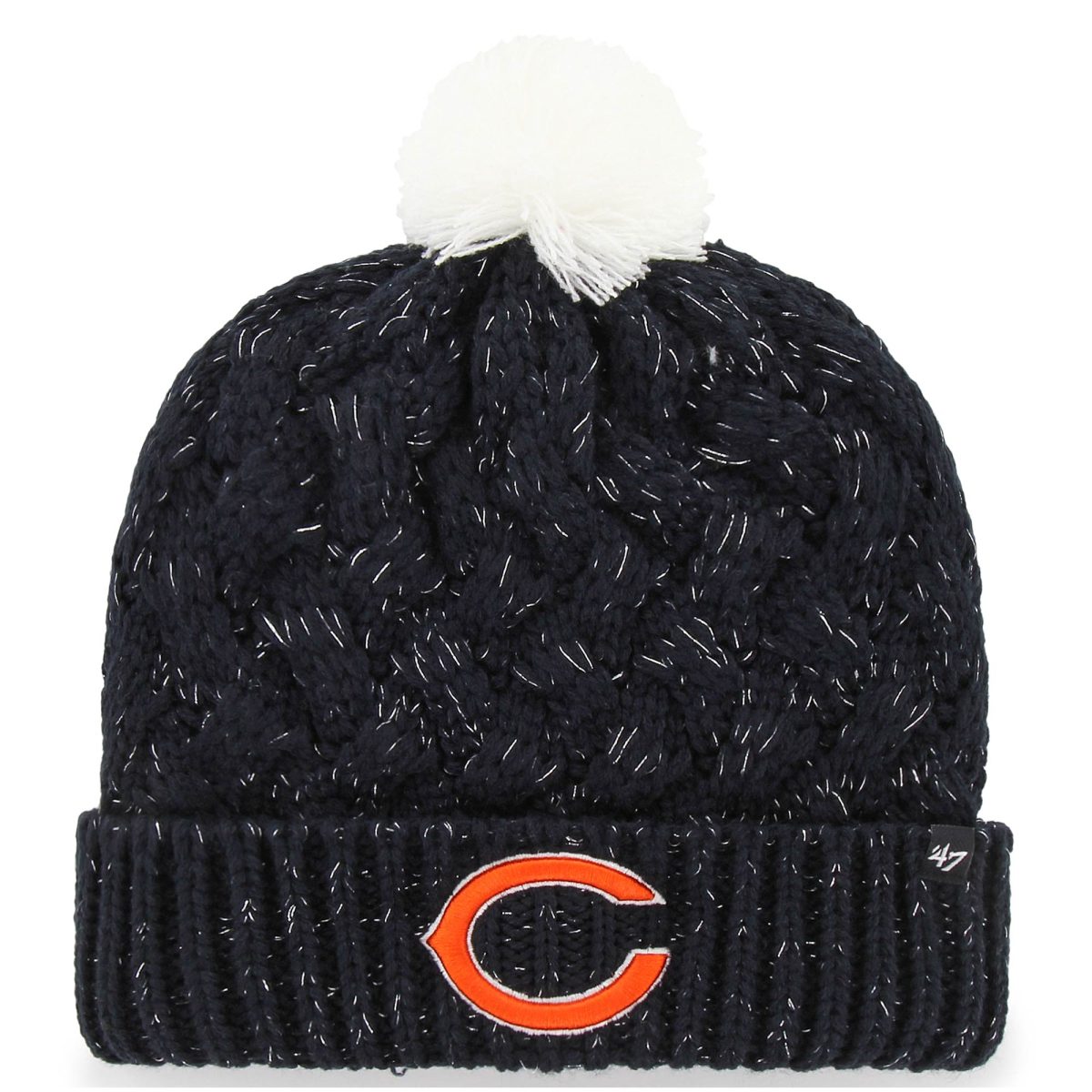womens 47 navy chicago bears fiona logo cuffed knit hat with pom Collection | Bears Jerseys NFL Fan Gear