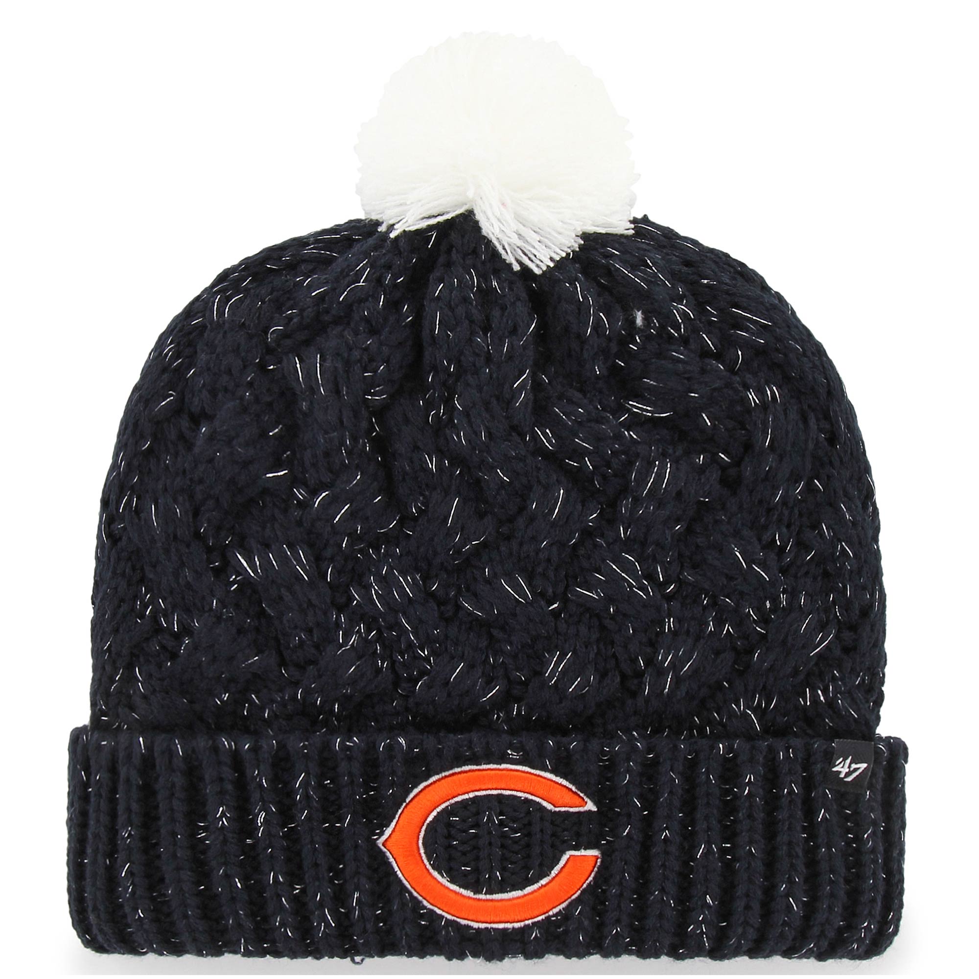 womens 47 navy chicago bears fiona logo cuffed knit hat with pom Collection | Bears Jerseys NFL Fan Gear